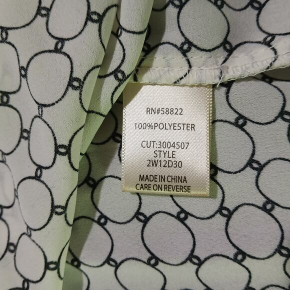 Max Studio 1X Tie-Neck Black & White Easy Care Top - Picture 14 of 14